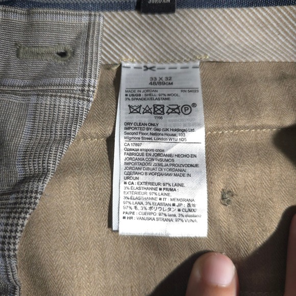 Banana Republic Dress Pants Mens 33x32 Gray Tan Plaid Slim Fit Business Casual - Picture 11 of 13